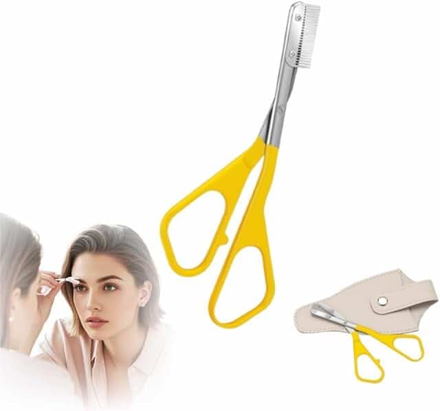 Eyebrow Trimmer Scissor, 2025 Upgrade Precision Eyebrow Grooming Kit, Portable Razor for Home Use, Removal Scissor Shaping Tool for Women (Yellow 1PCS)