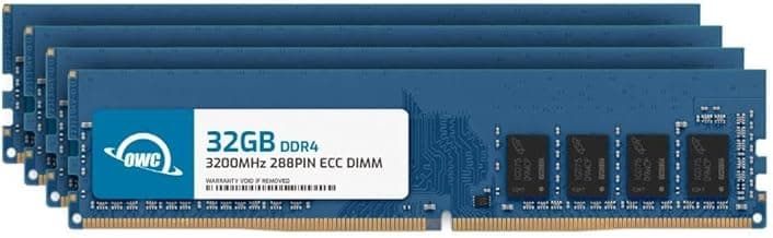 OWC 128GB (4x32GB) DDR4 3200MHz PC4-25600 CL22 2RX8 ECC Unbuffered UDIMM 1.2V 288-pin Workstation Server Memory RAM
