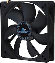 Kingwin 120mm Silent Fan for PC Cases, CPU Coolers, Mining Rigs – Quiet Computer Cooling Fan with Long Life Sleeve Bearing, High Airflow Ventilation – Black CF-012LB