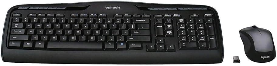 Logitech MK335 Quiet Wireless Keyboard and Mouse Combo - Black/Silver Keyboard and Mouse Combo Wireless, Ambidextrous
