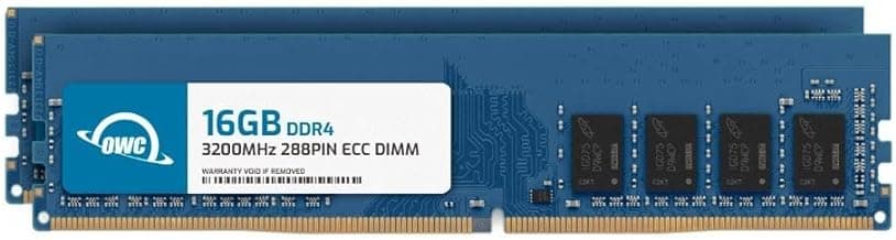 OWC 32GB (2x16GB) DDR4 3200MHz PC4-25600 CL22 1RX8 ECC Unbuffered UDIMM 1.2V 288-pin Workstation Server Memory RAM