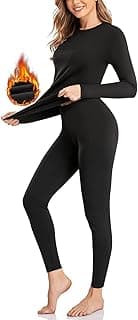 Thermal Underwear Set for Women Long Johns with Fleece Lined Long Sleeves Base Layer Set Top Bottom