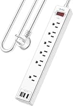 6 Ft Power Strip Surge Protector - Yintar Extension Cord with 6 AC Outlets and 3 USB Ports for Home, Office, Dorm Essentials, 1680 Joules, ETL Listed, White