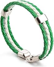 Handwoven Flag Leather Bracelet Multicolor National Flag PU Leather Bracelet Wrap Bangle with Alloy Clasp for Women Men Wristband Jewelry