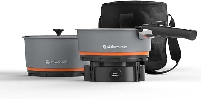 Nomad Cooking System with Bag, Electric Camping Stove 200-1000W with Pan & Pot, 120V Portable Outdoor Cooking Gear Set, Windproof Cookware for RV, EV, Overland, Vanlife, Car Camping