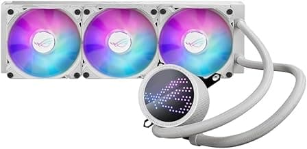 ASUS ROG RYUO III 360 ARGB White Edition All-in-one AIO Liquid CPU Cooler 360mm Radiator, Asetek 8th gen Pump Solution, Anime Matrix™ LED Display and ROG AF 12S ARGB Fan.