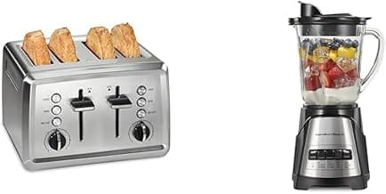 Hamilton Beach 4 Slice Toaster and 700W 12-Function Blender Bundle