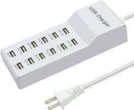 USB Charging Station with 12 Port Power Strip Fast Charging hub for Multiple Devices Compatible with Cell Phones Tablets Laptops (12 USB Ports)