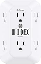 Addtam Surge Protector Outlet Extender, 6-Outlet Splitter with 4 USB Wall Charger(2 USB-C Ports), Multi Plug Wall Outlet 1800J Power Strip for Home Office Dorm Room Essentials