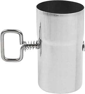Silver Pipe with Damper Chimney Pipe Fume Extraction, Thickened Stainless Steel Air Valve Chimney Flue for Camping Tent Stove, Vent Exhaust (4.33" × 2.36")