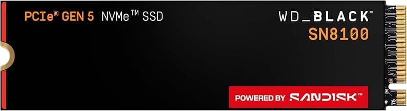 WD_Black SN8100 1TB NVMe SSD - PCIe 5.0x4, M.2 2280, Up to 14,900MB/s Read Speed, up to 11,000MB/s Write Speed, Best for AI Applications, Gaming, and Video Editing - WDS100T1X0M