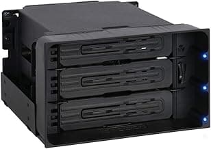 ICY DOCK Hot Swap 3 Bay 3.5 Inch SATA/SAS HDD Docking Enclosure Mobile Rack in 2 x 5.25 Inch Drive Bay (Include 3X SATA Cables) | flexiDOCK MB830SP-B