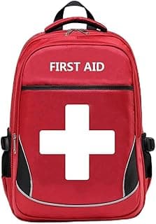 Camoredy First Aid Bag Empty Red Emergency Medical Bag First Responder Trauma Backpacks Multi-Pocket Traveling Field Trips Camping Essentials (Red, 1 Piece)
