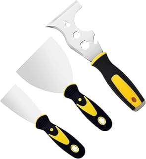 3Pcs Putty Knife, 2" 4" Spackle Knife Set Stainless Steel 15-in-1 Painters Scraper Wallpaper Scraper Tool for Repairing Drywall, Removing Wallpaper, Applying Putty, Plaster, Cement, Adhesive