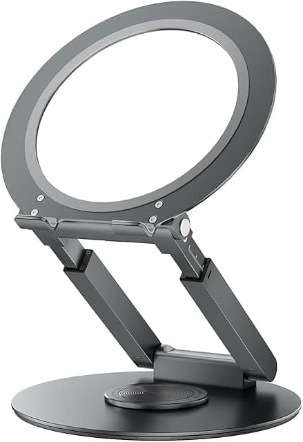 Telescopic Laptop Stand with 360° Rotation, Adjustable Height & Tilt Swivel Laptop Riser, Ergonomic Standing Desk Converter for 10-17" MacBook Pro/Air, Dell, HP – Supports up to 22lbs (Gray)