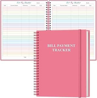 Bill Tracker Notebook - Monthly Bill Organizer & Planner for Personal Budgeting Financial, Monthly Bill Payment Checklist, 8.5" x 11", Pink