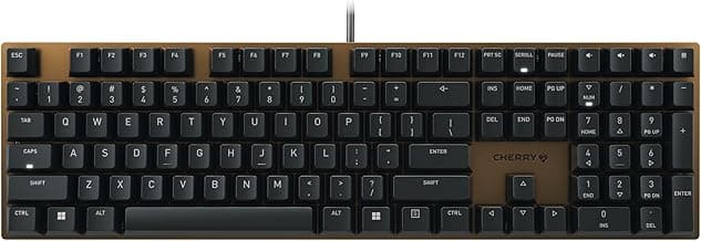 Cherry KC 200 MX, Wired Mechanical Office Keyboard, Modern Design with Elegant Aluminum Surface, USB-A Connection, MX2A Silent RED Switches, Black/Bronze