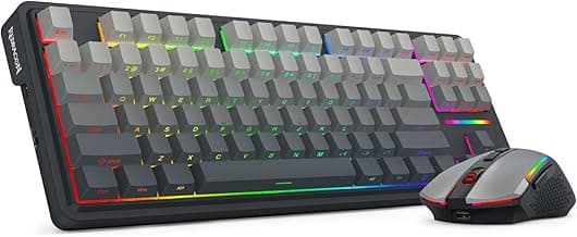 Redragon Wireless Mechanical Keyboard and Mouse Combo, Bluetooth/2.4Ghz/USB-C Wired, RGB Backlit, TKL Creamy Gaming Keyboard with Hot Swappable Linear Switches + 12800 DPI Gamer Mouse