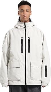 Men's Ski Jacket Snowboard Snow Coat Waterproof Windproof Insulated Winter Mountain Outdoor Sports Fixed Hooded