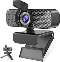 1080P Webcam PC Webcam with Microphone and Physical Privacy Cover, Noise-Canceling Microphone, Auto Light Correction, Ultra Wide Angle for Conferences/Online Courses/Live Streaming/Zoom/YouTube