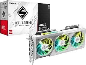 Radeon RX 9070 XT Steel Legend 16GB Graphics Card, AMD RDNA 4 Architecture, 16GB GDDR6, PCIe 5.0, Triple Fans, Polychrome SYNC, Reinforced Metal Frame, DisplayPort 2.1a, HDMI 2.1b