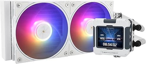 Thermalright FW 240 White ARGB-240mm AIO CPU Liquid Cooler,IPS LCD Screen with 320 * 240 Resolution,for AM4/AM5,Intel LGA1700/1851,”2.4 inch”Screen for Images and Double Fans-White