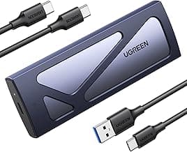 UGREEN SSD Enclosure, Tool-Free USB C External, 10Gbps M.2 NVMe to USB Adapter/Reader Supports M and B&M Keys and Size 2230/2242 /2260/2280 SSDs