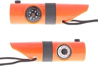 Kids Survival Outdoor Camping Multi Tool Whistle Compass LED 7 in 1 Flashlight