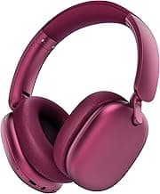 C6 Active Noise Cancelling Headphones, Wireless Over Ear Bluetooth Headphones, 60H Playtime, Lightweight Folding Deep Bass Comfort Fit Ear Cups Headset with Mic for iPad/Travel/PC/Home Red