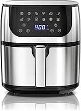 OLIXIS 8.5Qt Air Fryer, 12-In-1 Large Air Fryer for Family, 400°F Rapid Air Crispy Technology, Roast Bake Dehydrate Reheat, Nonstick & Easy-Clean Basket, 1800W, Silver