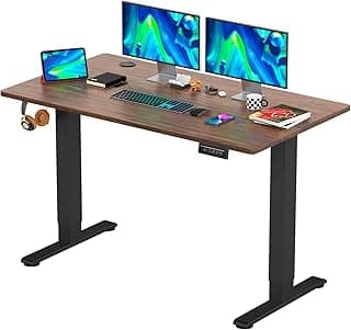 PayLessHere Electric Standing Desk 48x24 Inch Height Adjustable Desk Large Space Office Computer Desk with Headphone Holder 2 Memory Function for Home Office,Brown