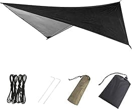 Azarxis Hammock Camping Tarp Rain Fly, Waterproof Tent Shelter Awning Sunshade Cloth Picnic Mat for Outdoor Hiking Beach Backpacking - Included Guy Lines & Stakes