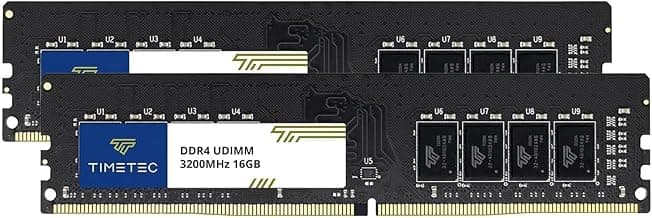 Timetec Premium 32GB KIT (2x16GB) DDR4 3200MHz (PC4-3200AA) PC4-25600 UDIMM Desktop RAM – 288-Pin 1.2V CL22 Non-ECC Unbuffered DIMM Memory Module Upgrade