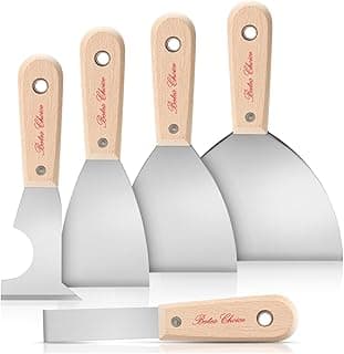 Bates- Paint Scraper, 5 Pc Scraper Tool, Putty Knife Set, Putty Knife, Painting Tools, 5 in 1 Tool, Spackle Knife, Wallpaper Scraper, Painters Tool, Crown Molding Tool, Paint Remover for Wood, Scraper