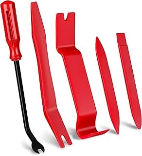 Wuiil 5 PCS Nylon Auto Trim Removal Tool Kit, No-Scratch Pry Tools Set for Car Door Panel, Dashboard, Molding, Fastener & Clip Removal, Interior Trim Installer/Remover Kit - Red