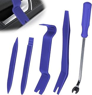 5PCS Auto Trim Removal Tool kit, Car Accessories Clip Pry Tools Kit No Scratch Plastic, Car Door Panel Rivet Pliers Tool Kit, Interior Fastener Puller Remover Body Repair Set for Car (Blue)