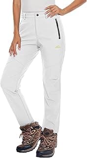 Women's Fleece Lined Waterproof Insulated Snow Ski Pants Winter Warm Hiking Pants Outdoor Softshell