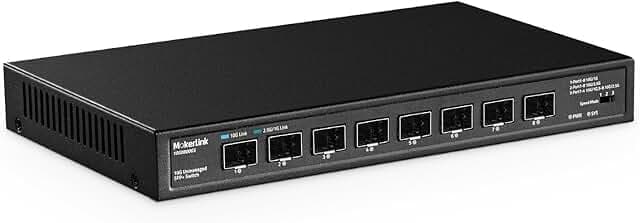 MokerLink 8 Port 10Gbps SFP+ Switch, Support 1G/2.5G/10G SFP Module, 160Gbps Bandwidth, Fanless Unmanaged Plug and Play Ethernet Switch