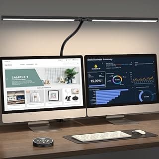 Led Desk Lamp for Office Home - Eye Caring Architect lamp with Clamp,Dual Screen Computer Monitor Work Smart Light: 24W 5 Color Flexible Adjustable Lighting Table Lamp for Study Drafting