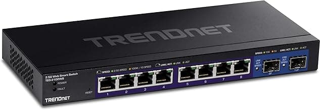 TRENDnet 10-Port Multi-Gig Web Smart Switch, TEG-3102WS, 8 x 2.5GBASE-T Ports, 2 x 10G SFP+ Slots, Ethernet Splitter, Metal Housing, NDAA & TAA Compliant, Lifetime Protection, Black