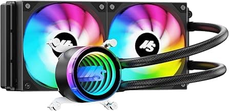 Minorsonic CPU Cooler 240mm Aio, Liquid Cooler CPU Low-Noise AMD AM5/AM4, Refrigeracion Liquida Water Cooling Systems, Intel LGA 1851/1700 PC Water Cooler 2 x 120 mm PWM ARGB Fans Black