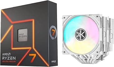 CPU Air Coolor Combo - AMD Ryzen 7 7700X Desktop Processor with KINGCOOL Iron Wind 120mm ARGB CPU Air Cooler White