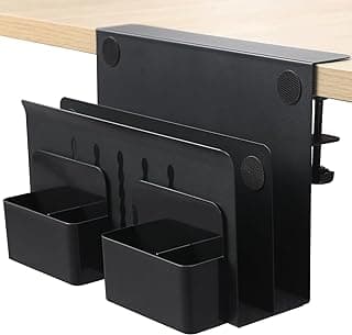 MAXECHO Desk Side Storage, Under Desk Laptop Mount, Table Side Hanging File Organizer, No Drill Clamp On Cable Management Tray, Laptop Holder with Magnetic Pen Holder for Office and Home, Load 22 Lbs