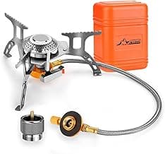 WADEO Camping Gas Stove, 3700W Portable Backpacking Stove with Piezo Ignition, Portable Burner, Camping Stove Adapter and Carrying Case for Outdoor Cooking