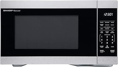 SHARP Countertop Microwave Oven with Removable 12.4" Carousel Turntable, 1000 Watt, 1.1 Cubic Feet, Stainless Steel