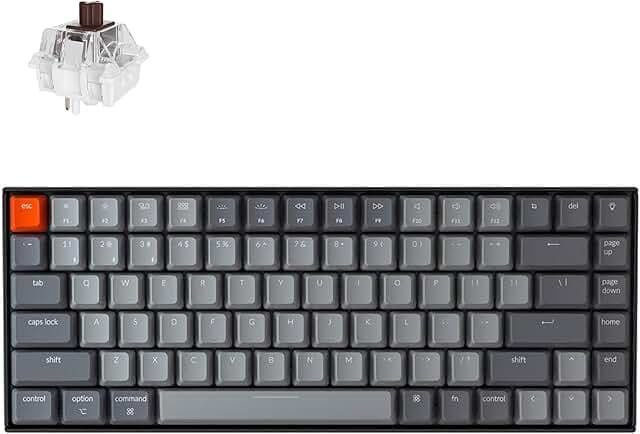 Keychron K2 75% Layout Bluetooth Wireless Mechanical Keyboard Super Switch/White LED Backlit/USB C/Anti Ghosting/N-Key Rollover, 84 Keys Gaming Keyboard for Mac Windows-Version 2
