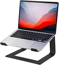 Laptop Stand for Desk Aluminum Computer Riser Portable Metal Notebook Holder Printer Stand Compatible with MacBook Air, Pro, Dell, HP, Lenovo and All 10-16" Laptops, Black