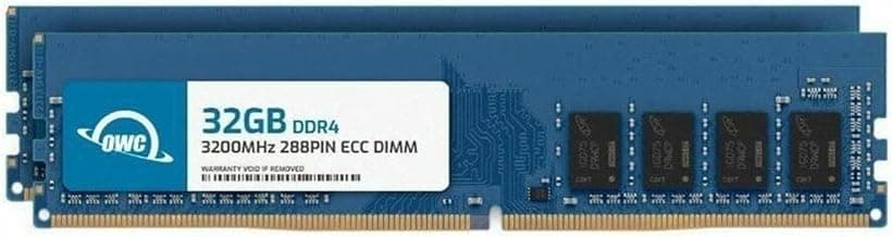 OWC 64GB (2x32GB) DDR4 3200MHz PC4-25600 CL22 2RX8 ECC Unbuffered UDIMM 1.2V 288-pin Workstation Server Memory RAM