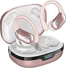 Wireless Earbuds, Sports Bluetooth Headphones, 80Hrs Playtime Ear Buds with LED Power Display, Noise Canceling Headset, IPX7 Waterproof Earphones for Workout/Running (Rose Gold)