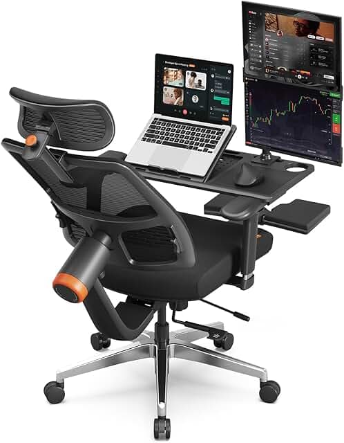 Newtral Ergonomic Office Chair - Home Office Desk Chair with Adaptive Lumbar Support, with Footrest, 4D Armrest, Adjustable Seat Depth & Height